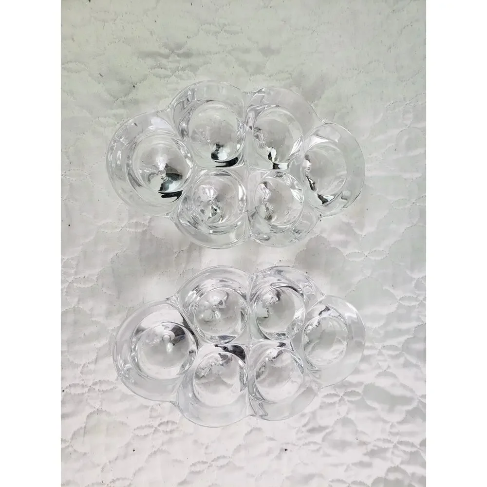 Vintage Villeroy & Boch Crystal 6 Votive Candle Holder Coned Foot Base Lot of 2
